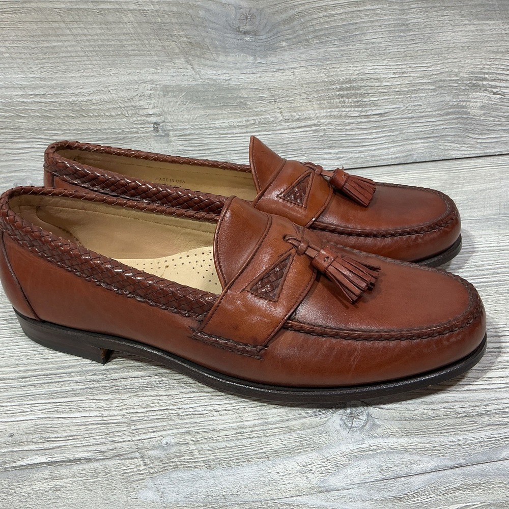 Allen Edmonds Maxfield Shoes Mens Size 11.5D Brown Leather Tassel Loafer Slip On